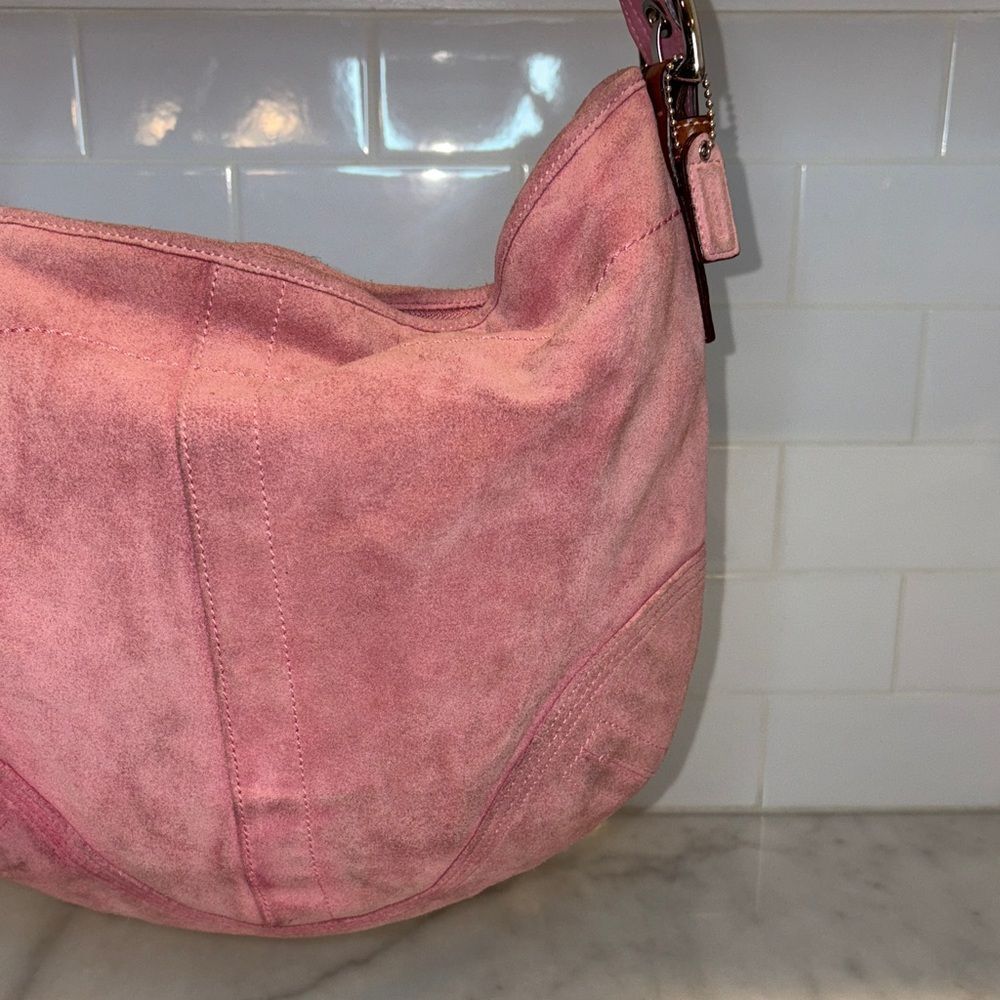 COACH Bag Purse Handbag Soho Y2K Vintage Legacy Suede Leather Pink Hobo Shoulder - Picture 4 of 17
